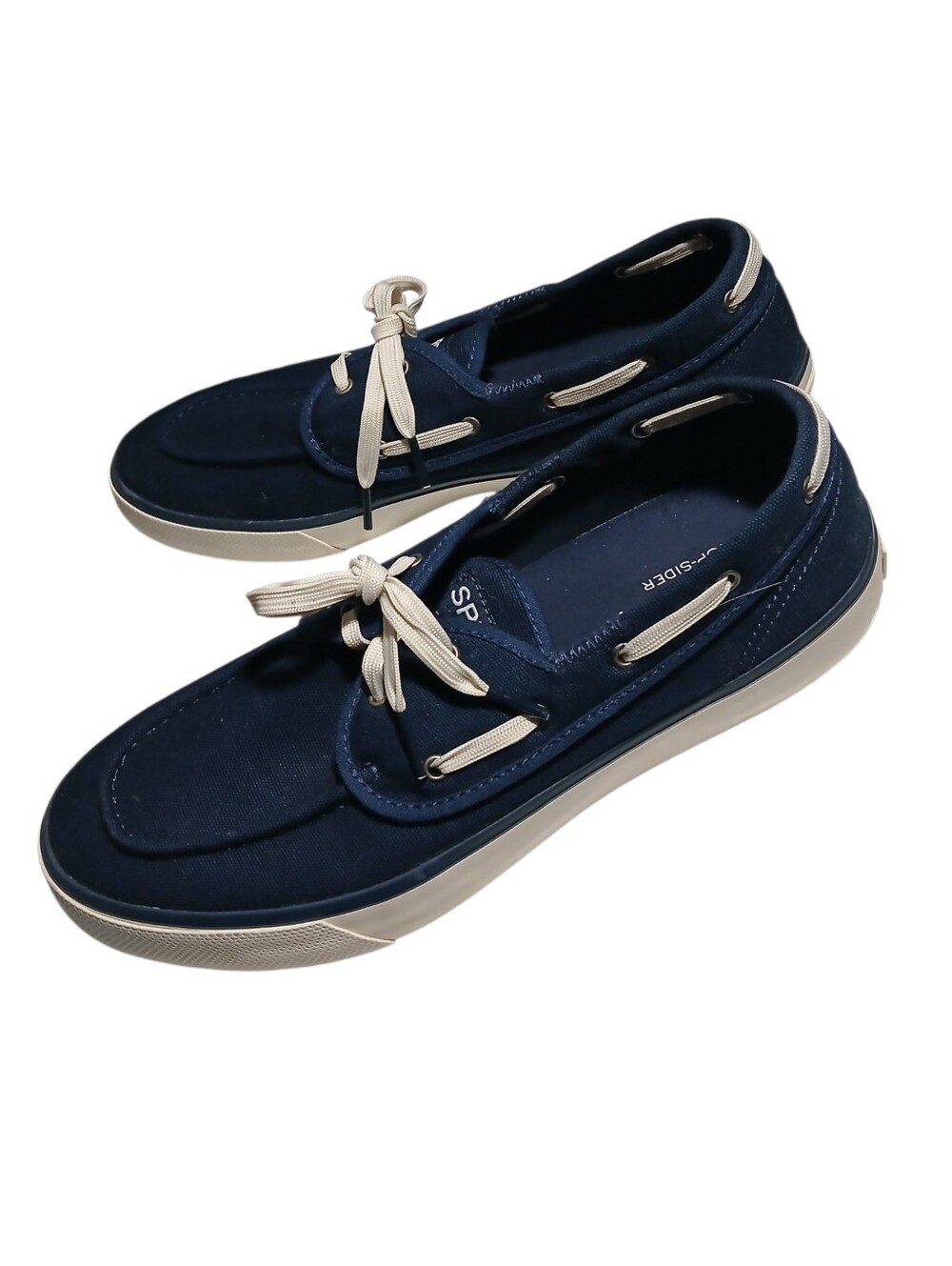 SPERRY Mens Navy Blue W White Laces Sz 8.5 - Picture 3 of 9